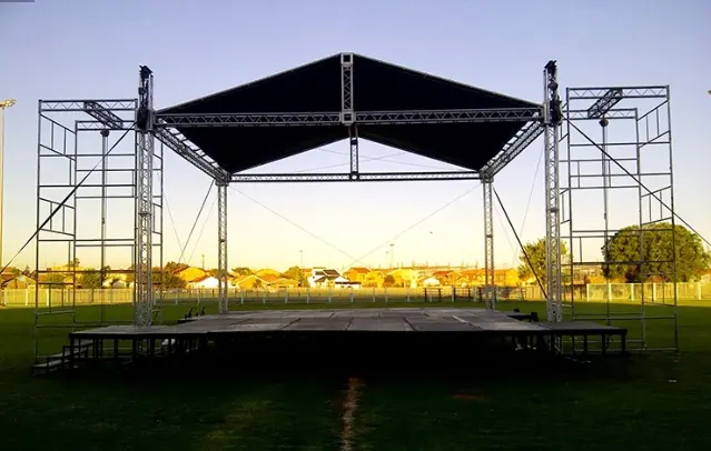 Treliça de alto-falante de som exibe plataforma de palco ao ar livre Treliça de iluminação de alumínio Sistema de treliça de telhado triangular para eventos