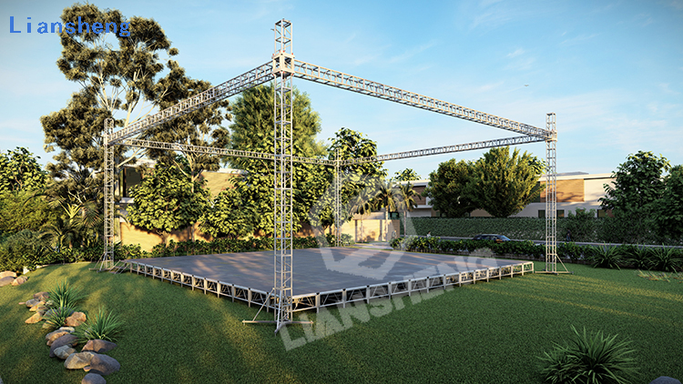 Suporte de treliça de iluminação para concertos ao ar livre, venda imperdível, alumínio, palco de concerto, pódio com sistema de elevação de treliça