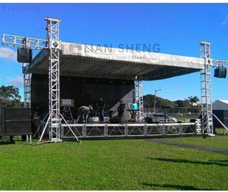 Suporte de treliça de iluminação para concertos ao ar livre, venda imperdível, alumínio, palco de concerto, pódio com sistema de elevação de treliça