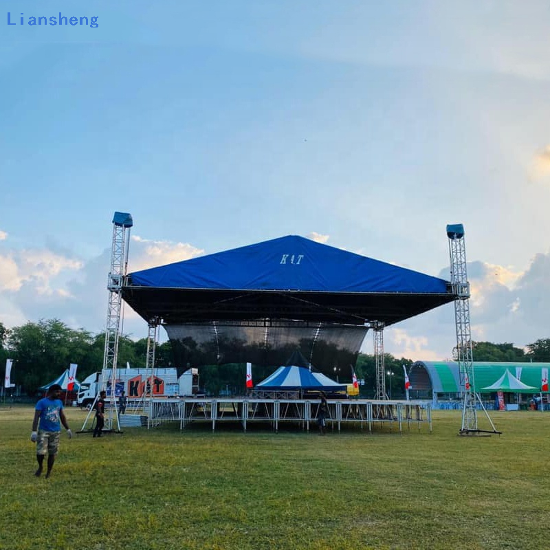 Sistema de treliça de telhado de liga de alumínio para palco externo, treliça de luz de pódio para eventos, treliça de telhado plano triangular