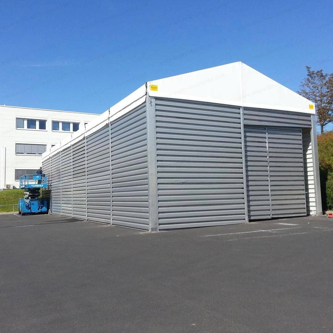 Grande barraca de armazenamento de armazém industrial, à prova de UV, PVC, à prova de fogo, sanduíche, folhas de aço duráveis, tecido, uso externo, logotipo