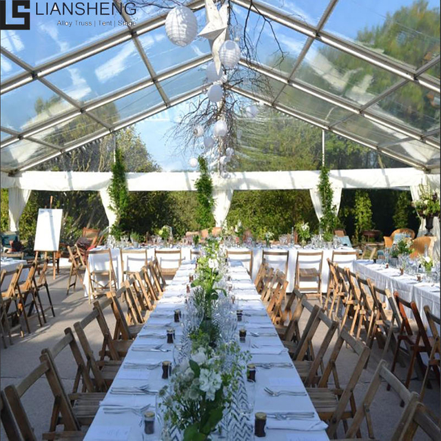 Tenda luxuosa para festa de casamento, moldura preta em pvc transparente, cor espinha de peixe curvada, estrutura de aço de alumínio opcional, tenda para eventos