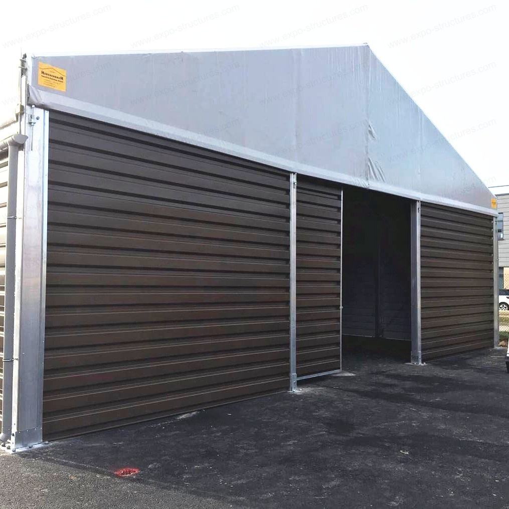 Grande barraca de armazenamento de armazém industrial, à prova de UV, PVC, à prova de fogo, sanduíche, folhas de aço duráveis, tecido, uso externo, logotipo