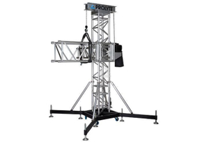 Sistema de treliça de torre de elevação de luzes e alto-falantes