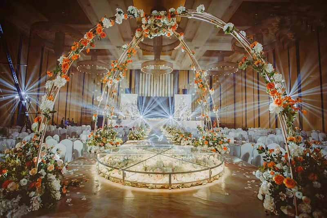 Palco de casamento de alumínio de vidro portátil dobrável