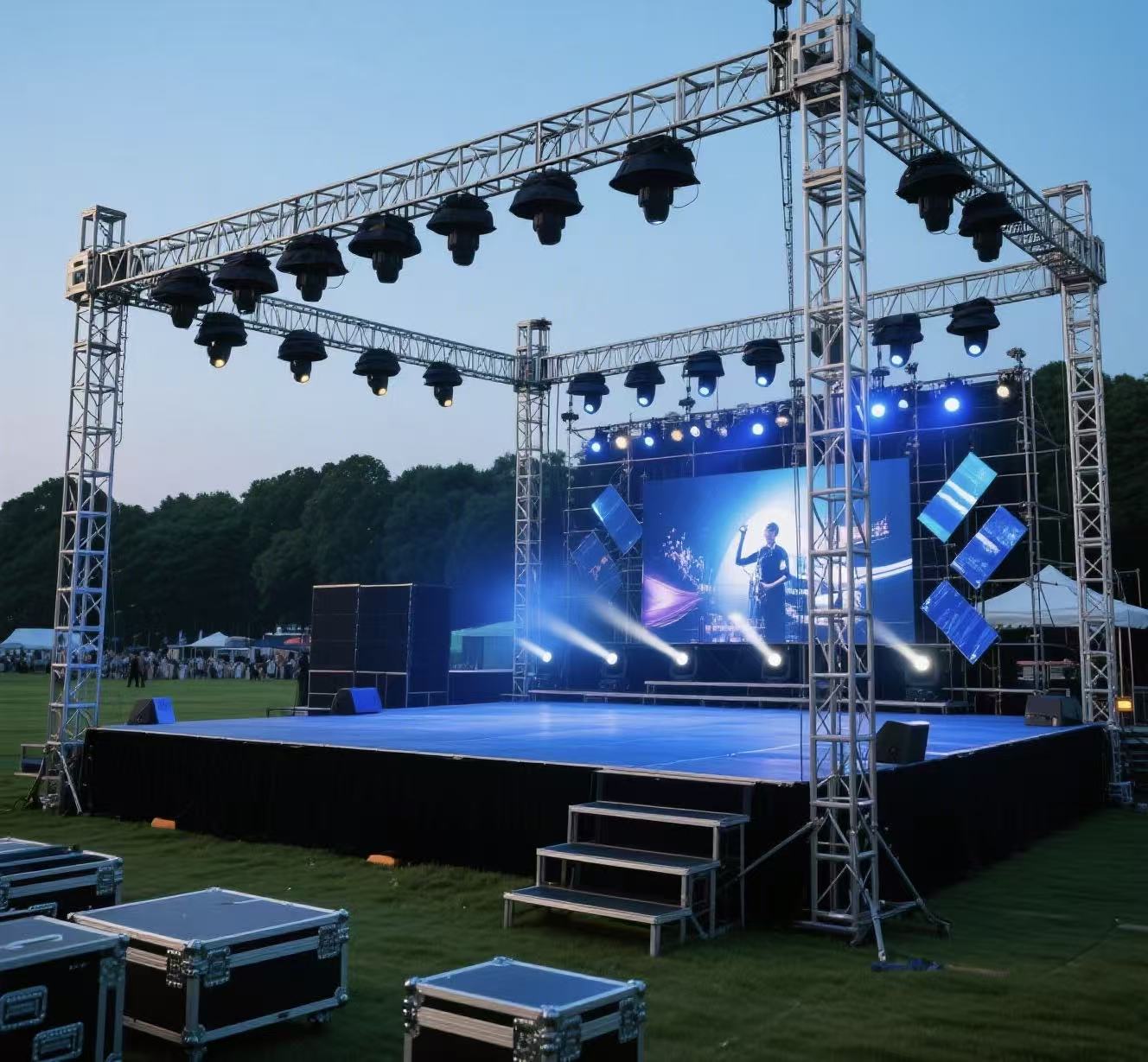 Palco de eventos de alumínio com treliça de iluminação para estande de shows e exposições