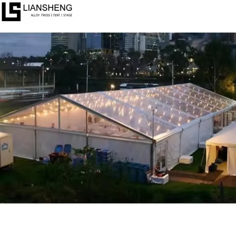 Tenda luxuosa de átrio com estrutura preta em liga de alumínio para exposições, casamentos e eventos