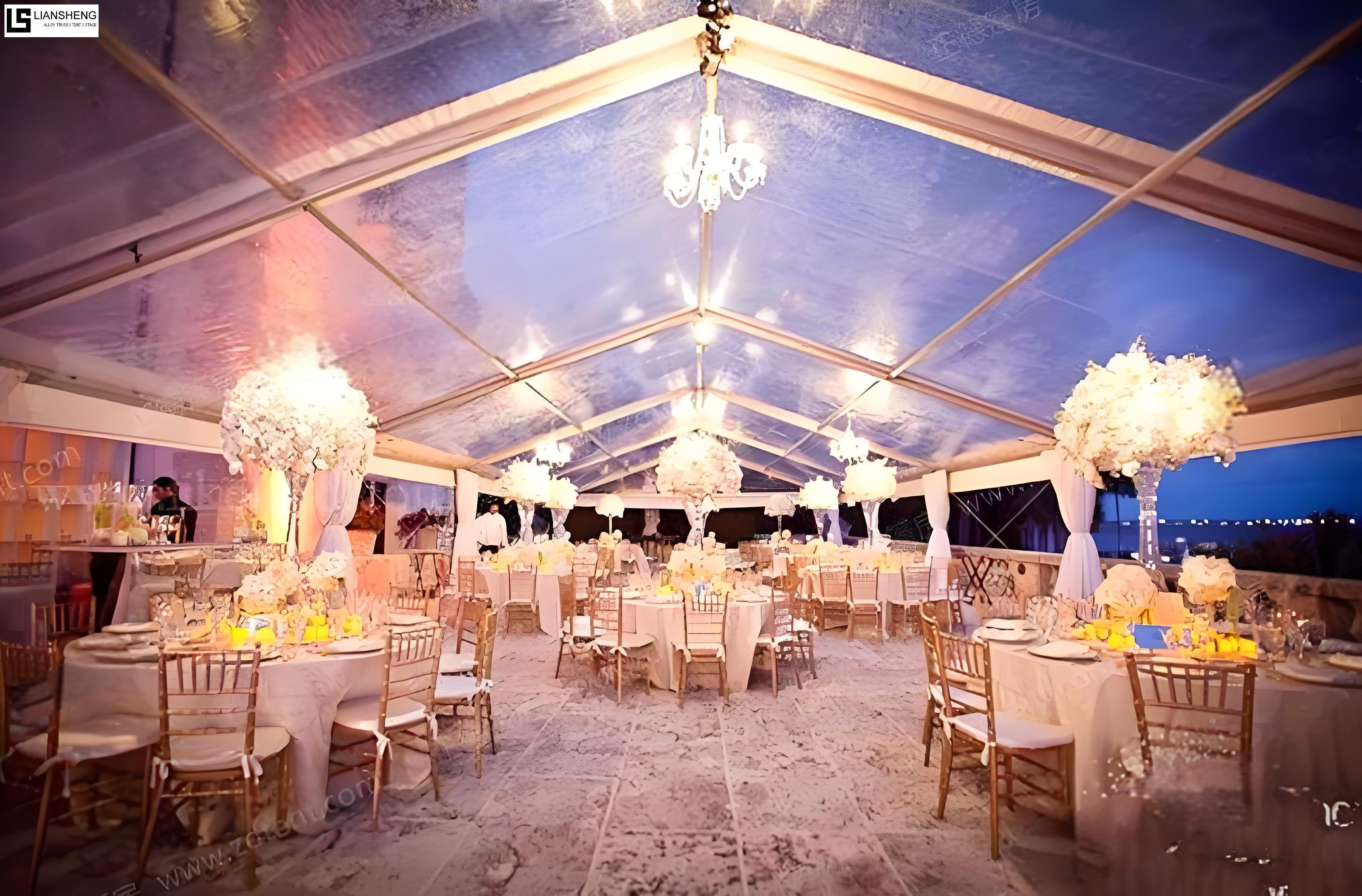 Barraca transparente de pvc com moldura preta, liga de alumínio, tenda para festa de casamento, para 100 a 500 pessoas, eventos ao ar livre