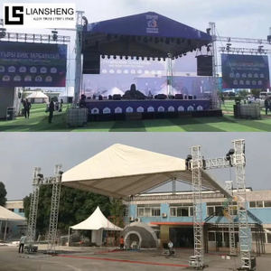 Plataforma de palco portátil de alumínio, tela antiderrapante para palco de concerto, pódio, telhado triangular