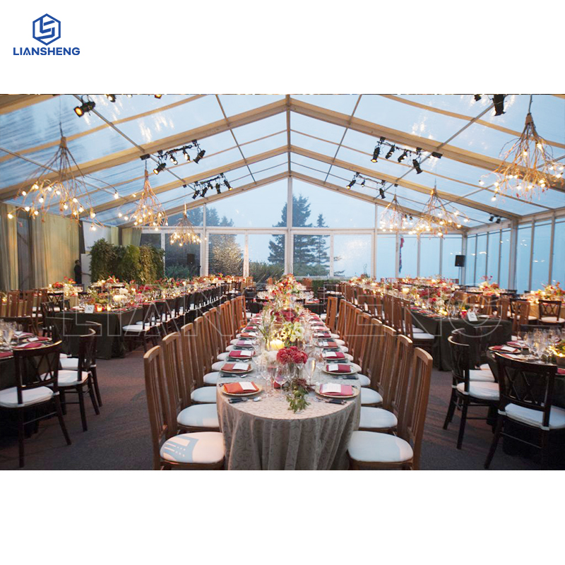 Liansheng · Pavilhão do Céu | Tenda de casamento panorâmica em PVC transparente de 20m x 30m (modelo personalizado)