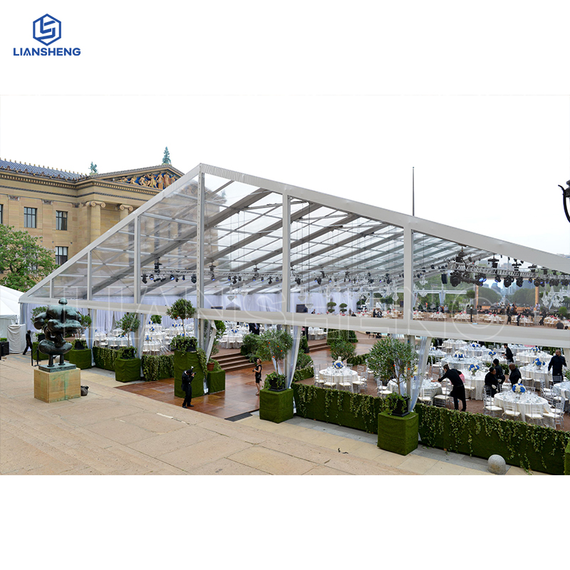 Liansheng · Pavilhão do Céu | Tenda de casamento panorâmica em PVC transparente de 20m x 30m (modelo personalizado)