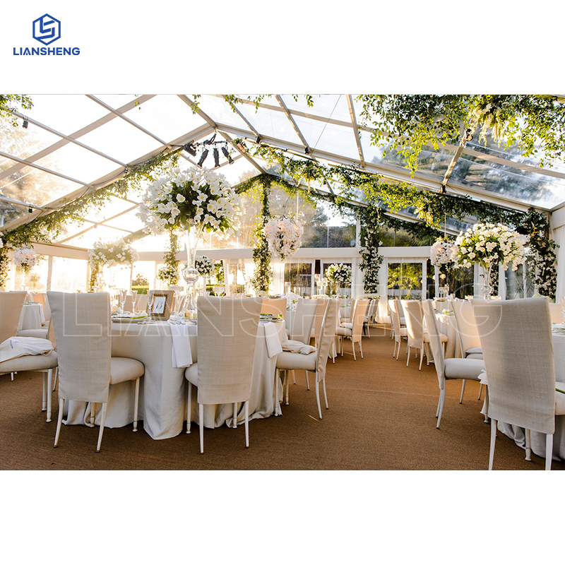 Liansheng · Pavilhão do Céu | Tenda de casamento panorâmica em PVC transparente de 20m x 30m (modelo personalizado)