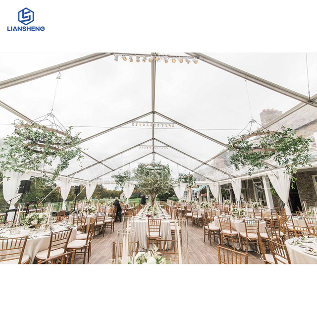 Liansheng · Pavilhão do Céu | Tenda de casamento panorâmica em PVC transparente de 20m x 30m (modelo personalizado)