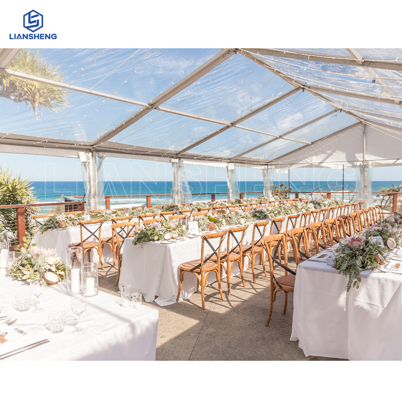 Liansheng · Pavilhão do Céu | Tenda de casamento panorâmica em PVC transparente de 20m x 30m (modelo personalizado)