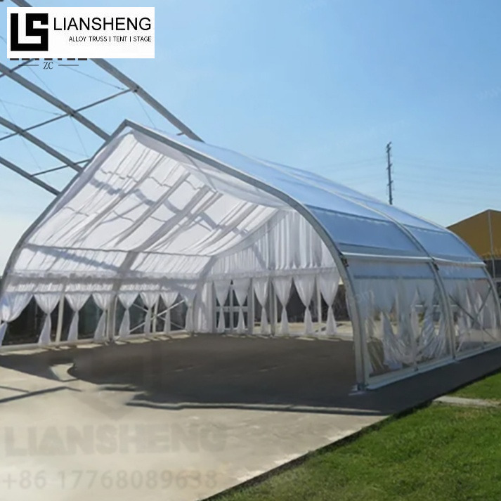 Tenda em formato de pêssego - Tenda de eventos com estrutura de alumínio com telhado curvo para casamentos e eventos